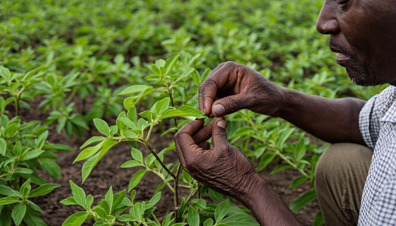 Pôle agronomique — expert examinant les cultures